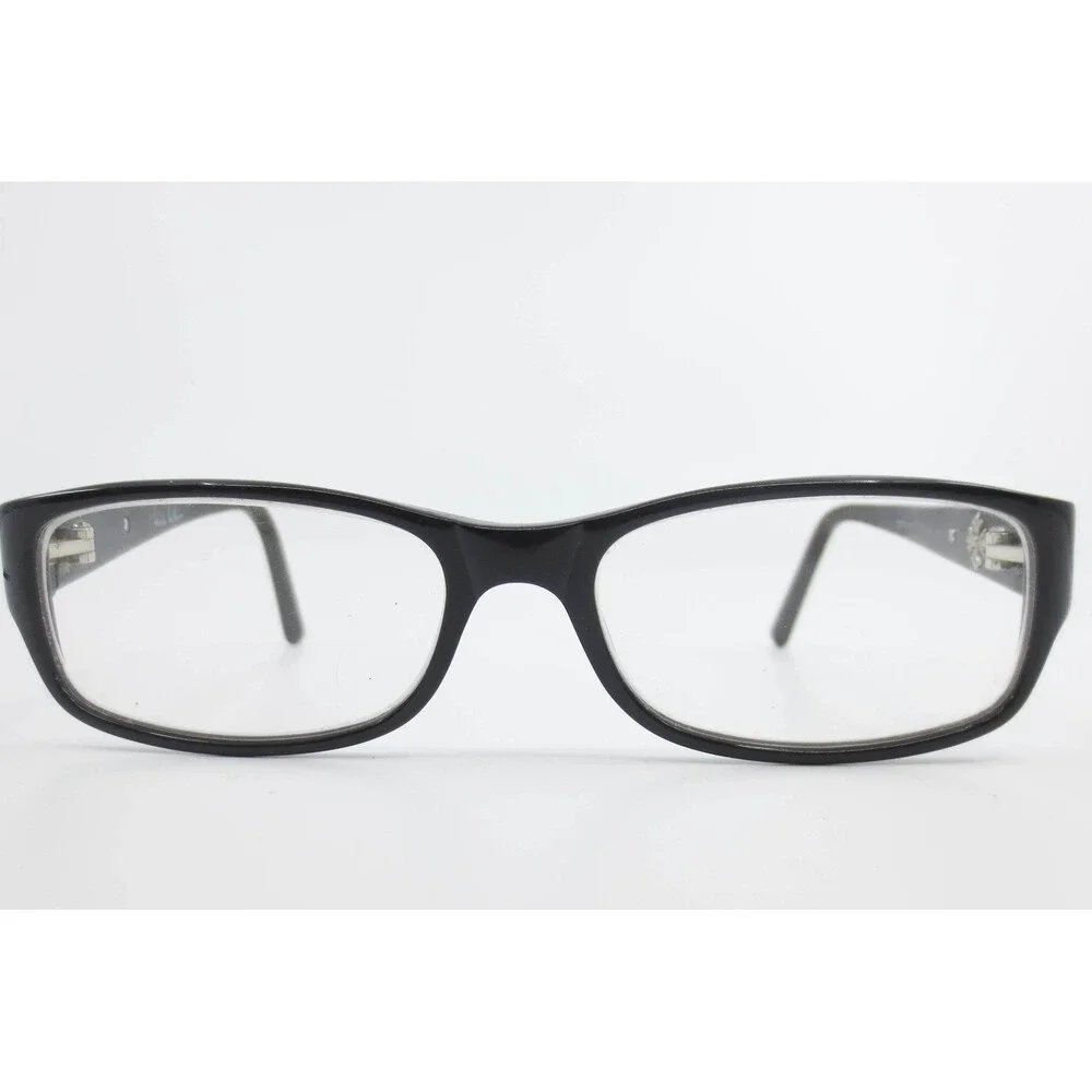 Nicole Miller Baxter Black Rectangular Eyeglasses Frames Silver Floral Cross